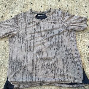 REI Shirt Women's XL Dot Stripe Short Sleeve Crew Zip Pocket Active